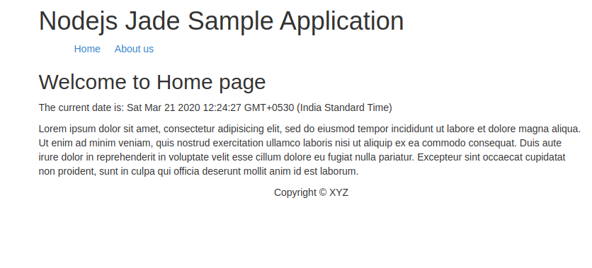 nodejs jade sample application